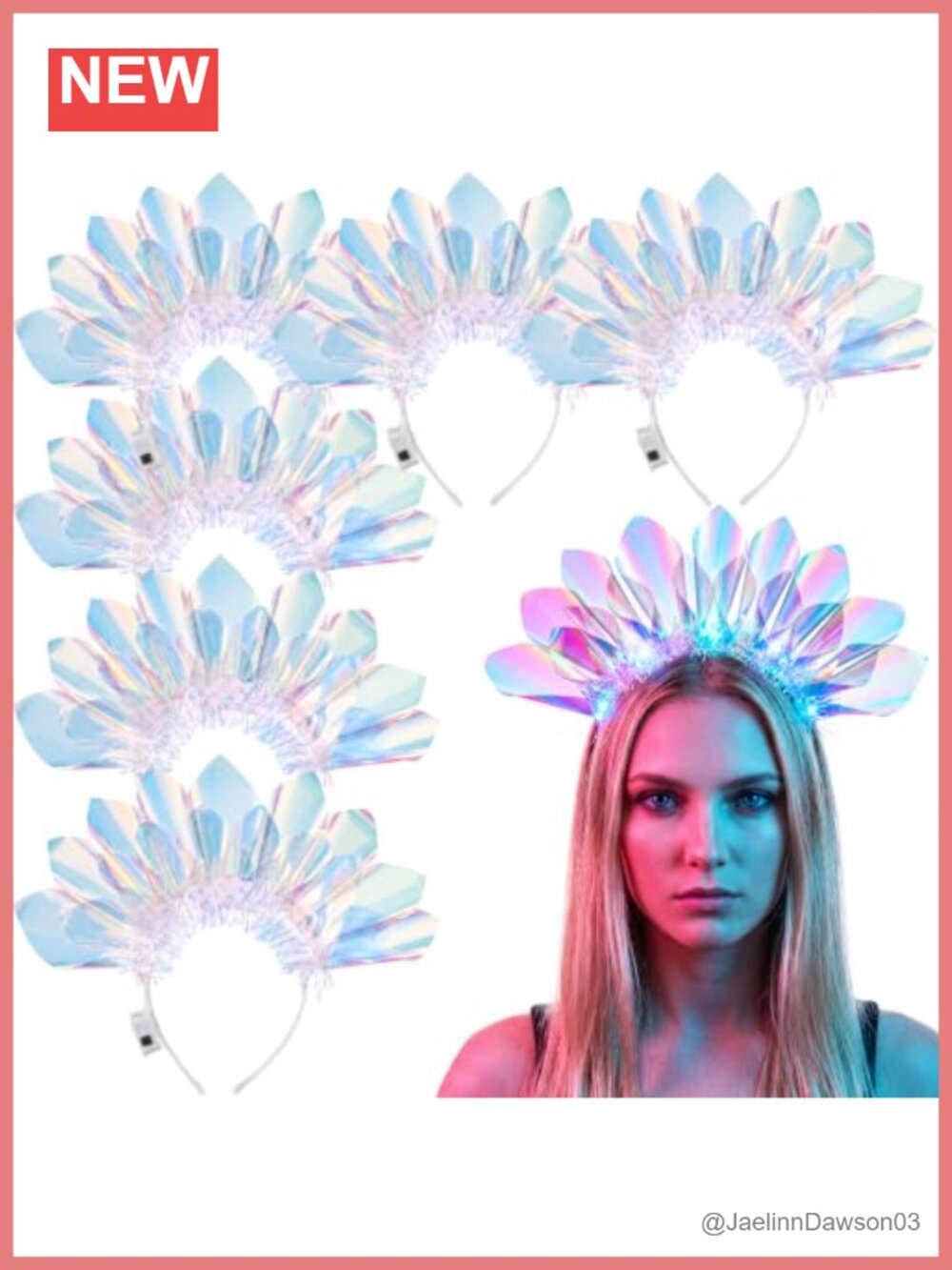 LED Light Up Crown Headbands 6 Pack Rave Party Hair Accessories